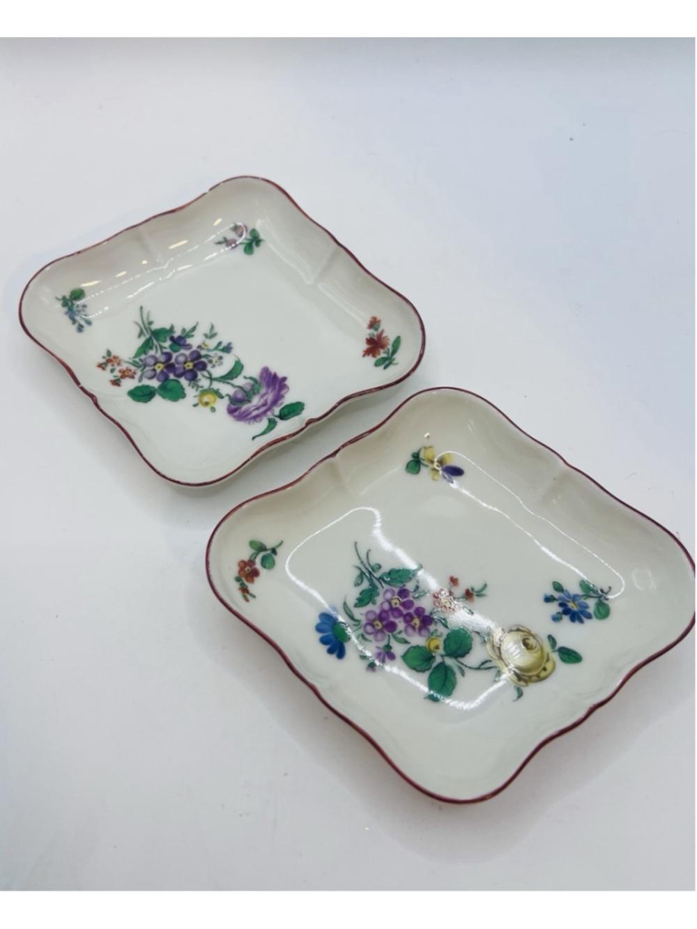 Set/2 Vintage Augarten Wien Vienna Trinket Candy Dish #5980 Biedermeier Bouquet